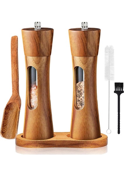 Karabiber Değirmeni Ahşap Tuz ve Karabiber Değirmeni Manuel Tuz Değirmeni Baharat Değirmeni Ayarlanabilir Seramik Öğütücülü Karabiber Tuz Baharatları Için (Yurt Dışından)