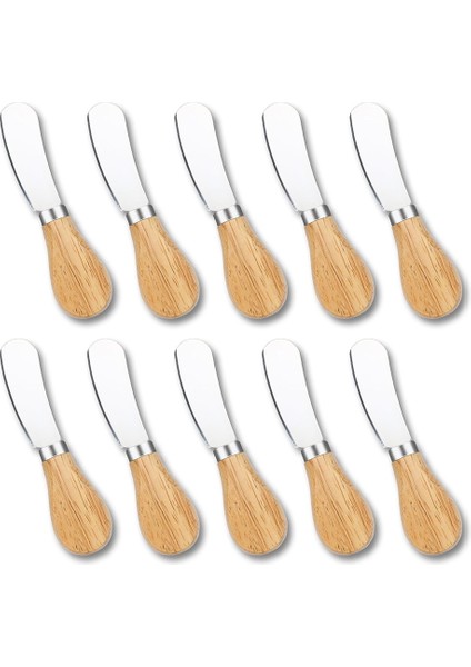 10 Adet Peynir Bıçağı, Ahşap Saplı Mini Tereyağı Bıçağı Bıçağı, Paslanmaz Çelik Peynir Bıçağı Seti (Yurt Dışından)
