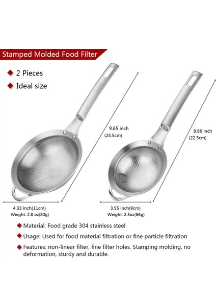 Mutfak Için 2'li Set, Ince Gözlü Paslanmaz Çelik Küçük Süzgeç, Saplı Metal Mini Elek (Yurt Dışından) fiyatları
