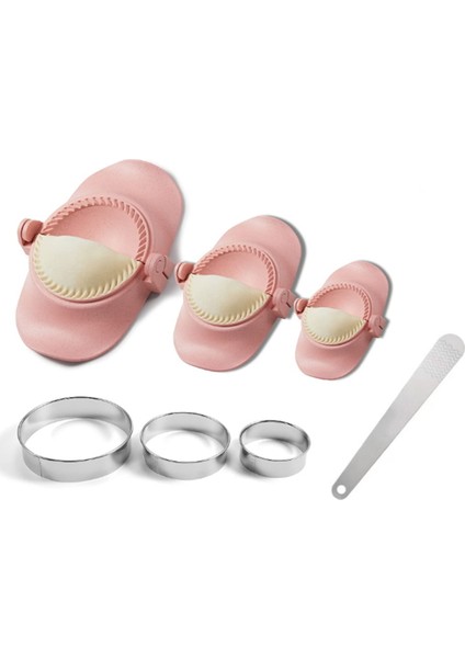 Mantı Makinesi, Empanadas Pres Kalıp Makinesi Seti, Hamur Kesici, Mantı Kalıp Seti ve Pierogi Kesici (Pembe) (Yurt Dışından)