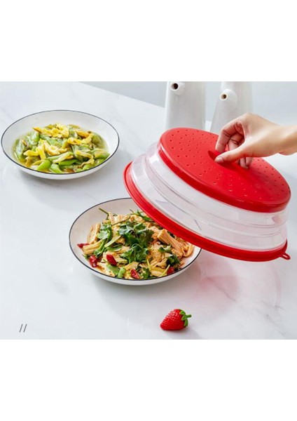 Katlanabilir Mikrodalga Sıçrama Kapağı, Kapaklı Mikrodalga Tepsi Gıda Kapağı (Kırmızı) (Yurt Dışından) indirimleri