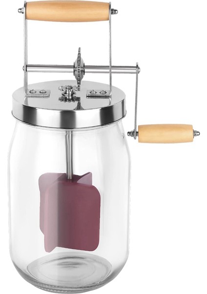 1,5 Litre Manuel Tereyağı Çırpıcı - Ahşap Saplı Paslanmaz Çelik Dişli Manuel Tereyağı Yapıcı, Tereyağı Çırpıcı (Yurt Dışından)