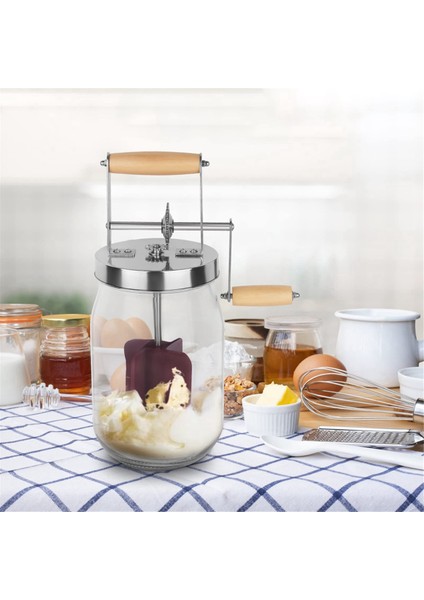 1,5 Litre Manuel Tereyağı Çırpıcı - Ahşap Saplı Paslanmaz Çelik Dişli Manuel Tereyağı Yapıcı, Tereyağı Çırpıcı (Yurt Dışından) fırsatları
