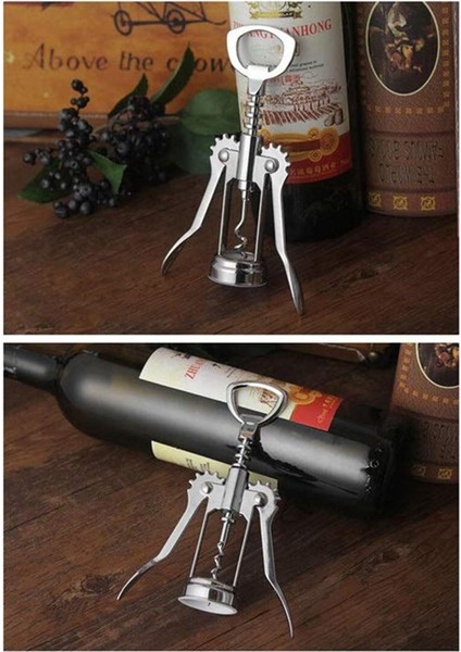 Adet Taşınabilir Paslanmaz Çelik Kırmızı Şarap Açacağı Kanat Tipi Metal Sommelier Şarap Tirbuşonu Şişe Açacakları Tirbuşonlar (Yurt Dışından) indirimleri