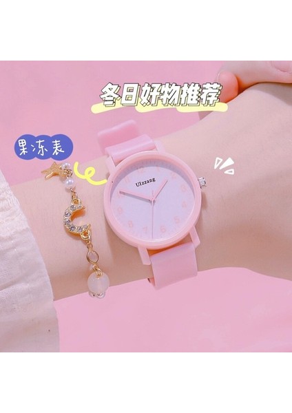 Pembe Kadın Izle Karikatür Jöle Numaraları Dial Bilezik Saatler Seti Bayanlar Lastik Bant Kuvars Kol Saati Kadın Kadın Saat Casıo Seıko (Yurt Dışından)