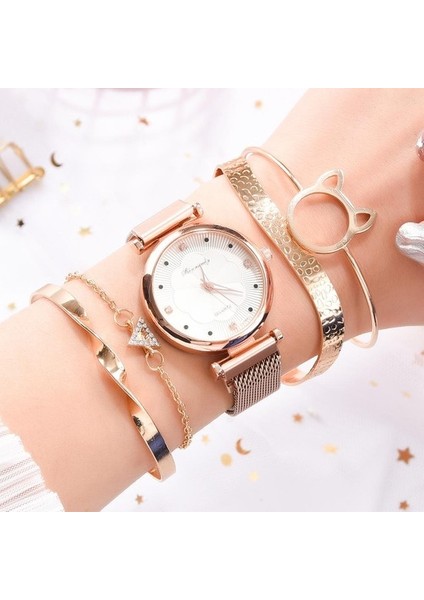Yeni Alaşım Örgü Kayış Bayan Izle Çiçek Kadranı Quartz Saat 5 Parçalı Set Mıknatıs Toka Rahat Kadın Izle Bilezik Izle Casio Seiko (Yurt Dışından) fiyatları