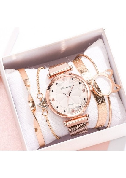 Yeni Alaşım Örgü Kayış Bayan Izle Çiçek Kadranı Quartz Saat 5 Parçalı Set Mıknatıs Toka Rahat Kadın Izle Bilezik Izle Casio Seiko (Yurt Dışından) modelleri