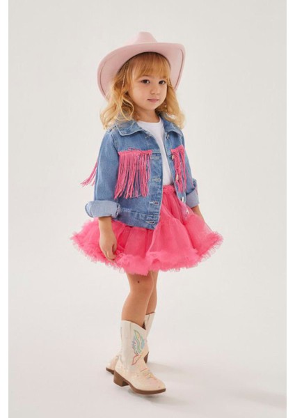 Püskül Detaylı Lot Ceketli Tütülü Kız Çocuk 2 li takım - Pembe fiyatları