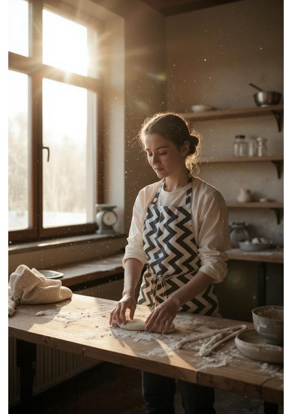 Zikzak Desenli Mutfak Önlüğü modelleri