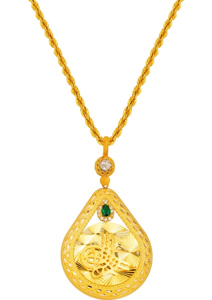 Işıltılı Tuğra 14 Ayar Altın Kolye