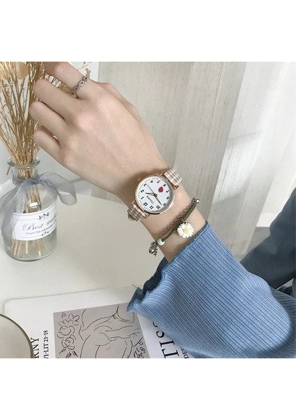 Kuvars Çilek Kadranlı Saat Bayanlar Için Moda Paslanmaz Çelik Kadran Rahat Bilezik Izle Kumaş Kol Saati Kadınlar Için Casıo Seıko (Yurt Dışından) fırsatları