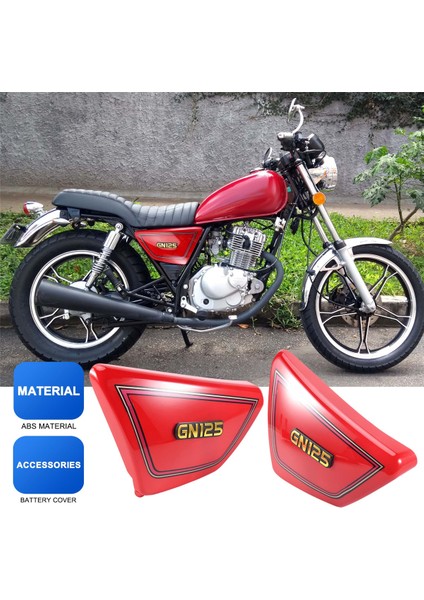 Kırmızı Motosiklet Pil Yan Kapak Çerçevesi Yan Suzuki GN125 Gn 125 Için Panelleri Kapsar (Yurt Dışından) fırsatları