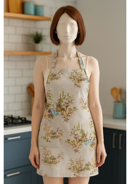 Su Iticili Mutfak Önlüğü Manzara Desenli indirimleri