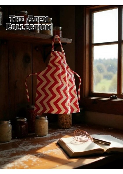 Zikzak Desenli Mutfak Önlüğü Kırmızı fiyatları
