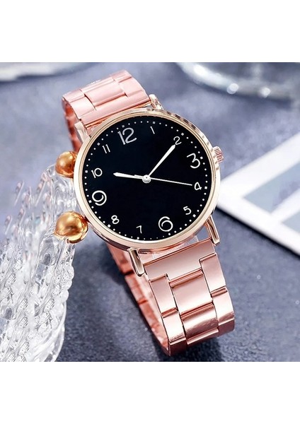 Altın Pembe Set Izle Kadın Lüks Basit Çelik Bant Izle Bayanlar Büyük Kadran Kuvars Saat Bilezik Saat Seti Reloj Mujer Casio Seiko (Yurt Dışından) modelleri