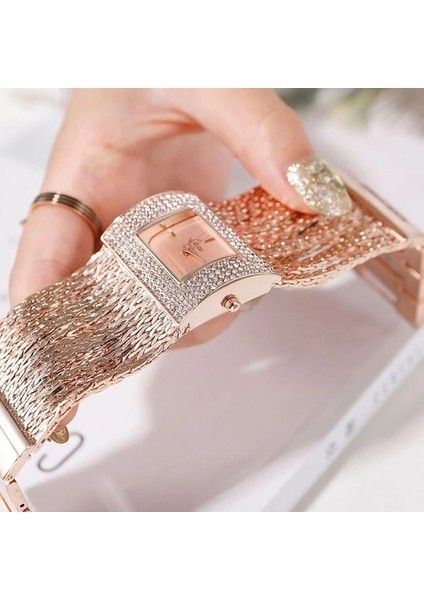 Kadın Bilezik Izle Elmas Kare Kadran Tam Taş Püskül Zincir Bant Saatler Buzlu Out Kadın Lüks Kol Saati Rhinestone Reloj Casıo Seıko (Yurt Dışından)