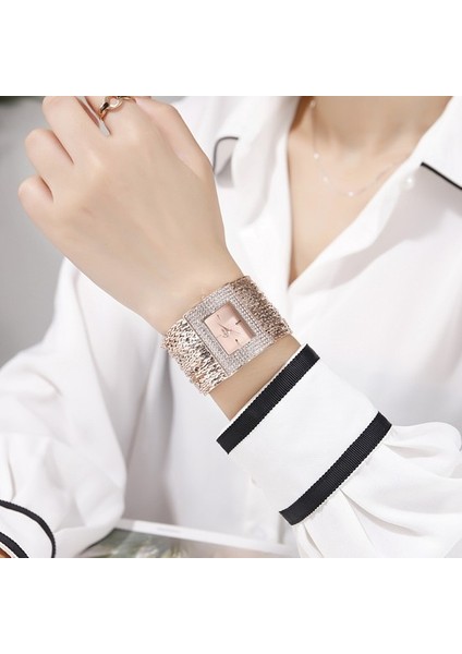 Kadın Bilezik Izle Elmas Kare Kadran Tam Taş Püskül Zincir Bant Saatler Buzlu Out Kadın Lüks Kol Saati Rhinestone Reloj Casıo Seıko (Yurt Dışından) fiyatları