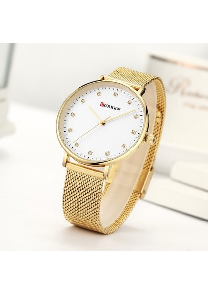 Altın Beyaz Curren Moda Izle Kadın Saatler Bayanlar Paslanmaz Çelik Bilezik Saatler Kadın Casio (Yurt Dışından) modelleri