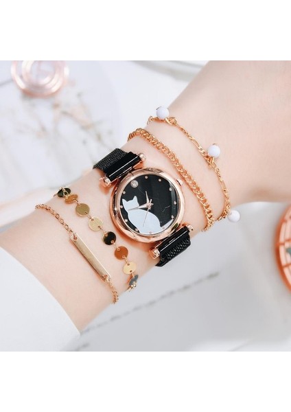 Kadınlar Için Saatler Mıknatıs Kedi Desen Pembe Izle Kadın Kuvars Kol Saati Bayanlar Bilezik Izle Dropshipping Casıo (Yurt Dışından)
