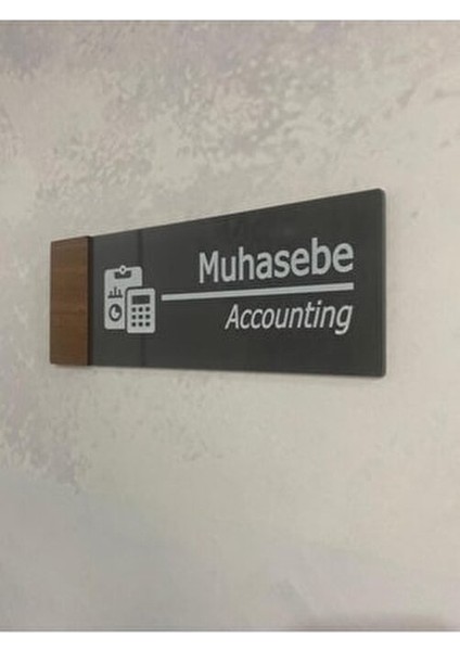 Wooden Serisi Muhasebe Yönlendirme Tabelası Antrasit Pleksi 24 x 9 cm fırsatları