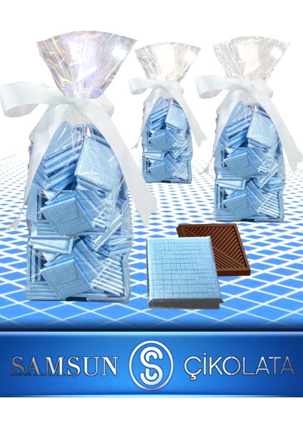 Samsun Çikolata 100 Lü 600 gr Bebek Mavisi Sargılı Madlen Çikolata modelleri