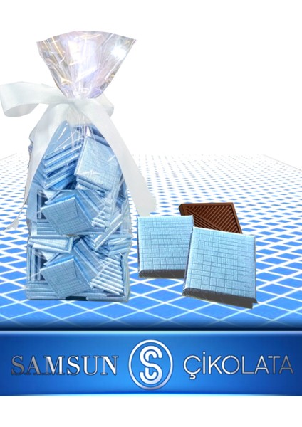 Samsun Çikolata 100 Lü 600 gr Bebek Mavisi Sargılı Madlen Çikolata