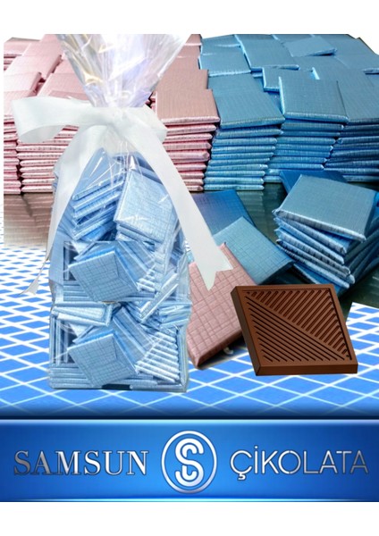 Samsun Çikolata 100 Lü 600 gr Bebek Mavisi Sargılı Madlen Çikolata fırsatları