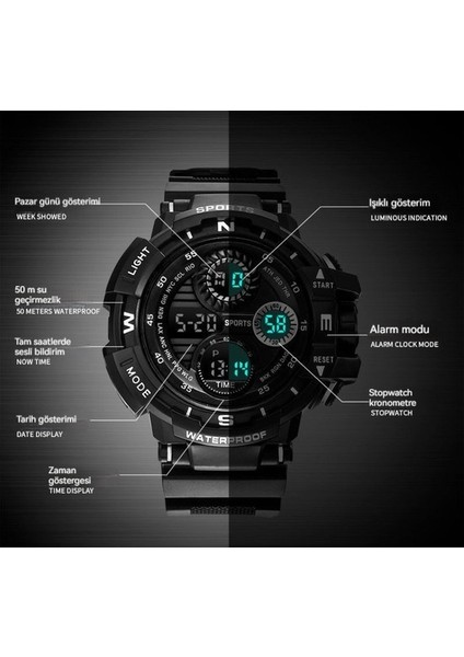 Askeri Dijital Saat Erkek Spor Için Su Geçirmez Açık Kronograf El Saati G Şok Yaratıcı Kol Saati (Yurt Dışından) fiyatları