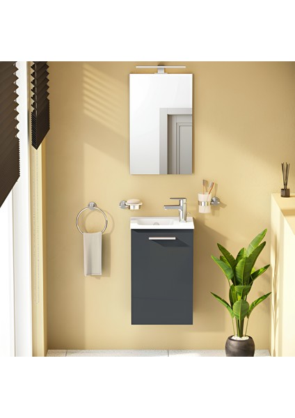 Mia 69582 Banyo Dolabı Seti Kapaklı 40 cm Antrasit