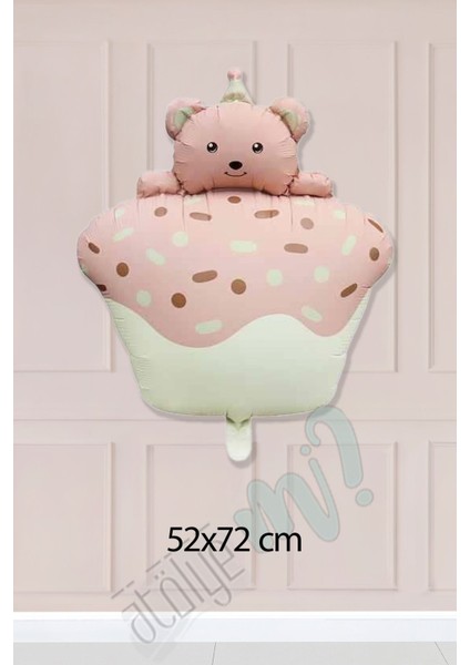 Kek Üstünde Sevimli Ayıcık Folyo Balon Pembe fiyatları