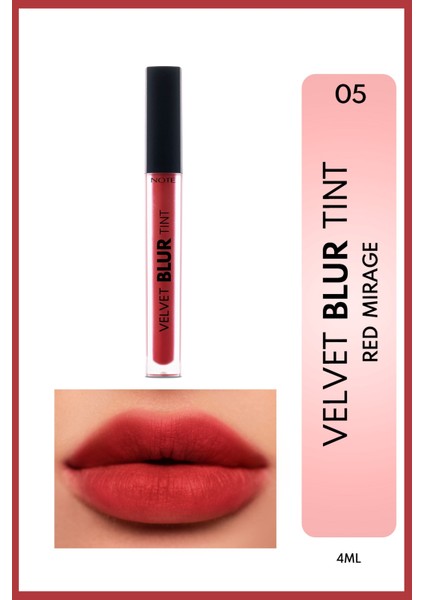 Velvet Blur Tint Kadife Bitişli Nemlendirici Mat Ruj - 05 Red Mirage - Pembe