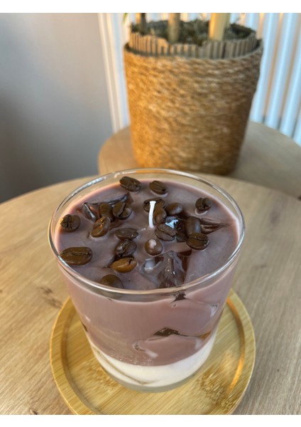 Cam Bardakta Ice Latte Kahve Kokulu Mum,hediyelik Soy Wax ve Jel Mum fırsatları