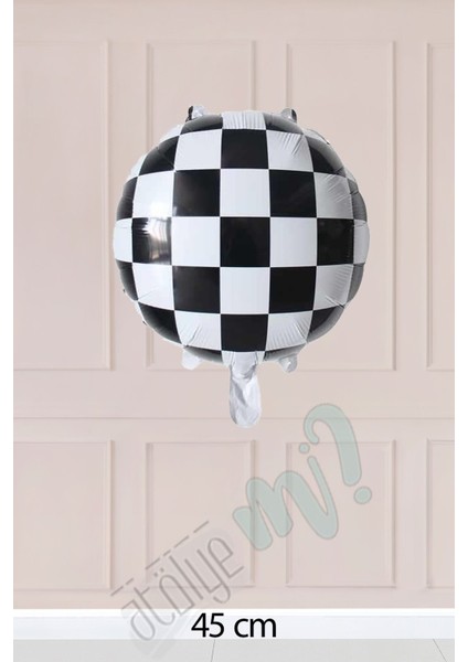 Yuvarlak Siyah Beyaz Damalı Folyo Balon fiyatları