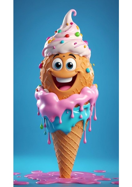 Mutlu Dondurma V1 Ev Duvar Salon Güzellik Salonu Ofis Dükkan Dekarasyon Kanvas Tablo fiyatları