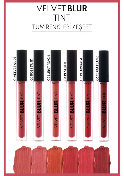 Velvet Blur Tint Kadife Bitişli Nemlendirici Mat Ruj - 04 Rust Red - Pembe modelleri