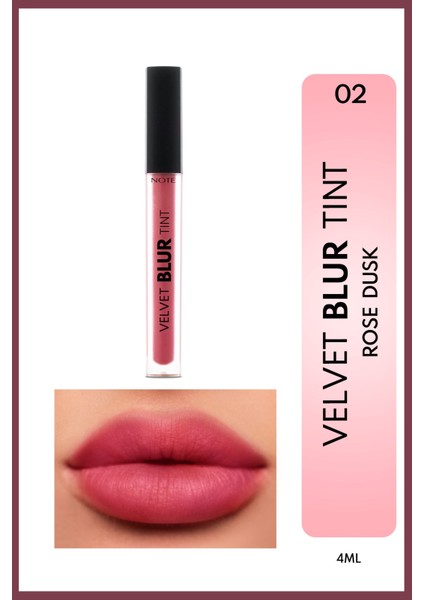 Velvet Blur Tint Kadife Bitişli Nemlendirici Mat Ruj - 02 Rose Dusk - Pembe