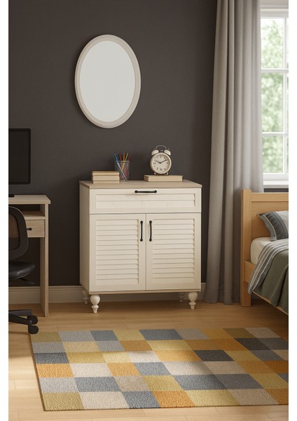 Pera MDF Kapaklı Şifonyer – Panjur Kaplama Kapaklar | Ağaç Ayaklar | Modern Tasarım