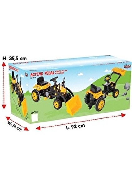 Active Kepçeli Traktör Sarı Renkli Ergonomik Tasarım 2-7 Yaş Erkek Çocuklar İçin