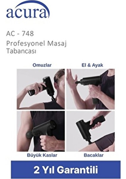 6 Kademeli Masaj Aleti Derin Doku Masajı İçin 4 Değiştirilebilir Başlıkla Tasarlandı