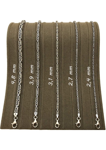 925 Ayar Gümüş Erkek Bileklik Kare Kral Model 4,8mm Genişlik 22cm Uzunluk msb10
