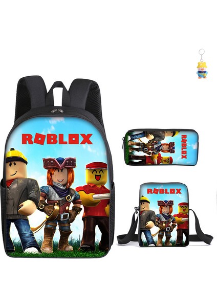 Roblox Öğrenci Okul Çantası Ilkokul ve Ortaokul Öğrencileri Sırt Çantası Üç Parçalı Set (Yurt Dışından)