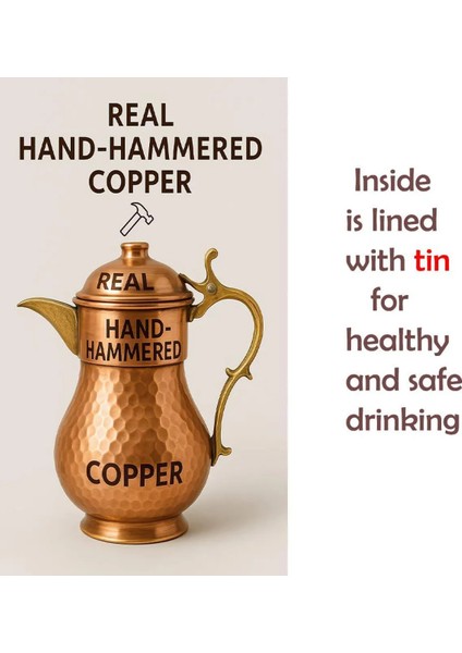 El Yapımı Çekiçle Dövülmüş Bakır Sürahi modelleri