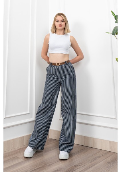 Boru Paça Çizgili Pantolon 30266 fırsatları