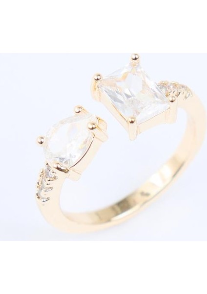 Altın Rengi Ikili Parlak Taşlı Yüzük fiyatları