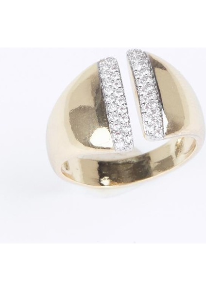 Altın Rengi Taş Figürlü Modern Kesim Yüzük modelleri