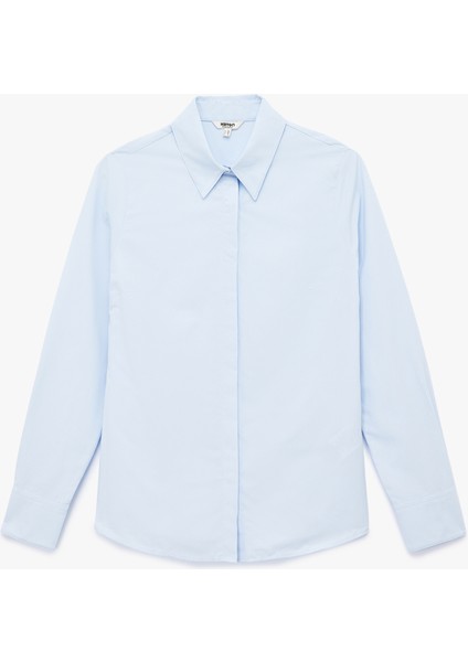 Regular Fit Klasik Yaka Uzun Kollu Poplin Gömlek