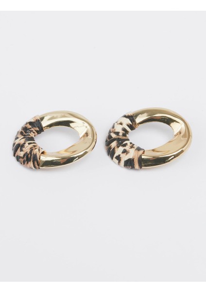 Altın Rengi Leopar Desenli Parlak Küpe fiyatları