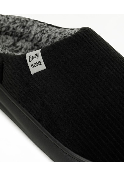 610045.M5PR Siyah Erkek Ev Terliği