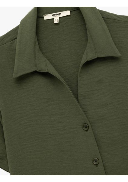 Regular Fit Kaçık Yaka Kısa Kollu Gömlek modelleri