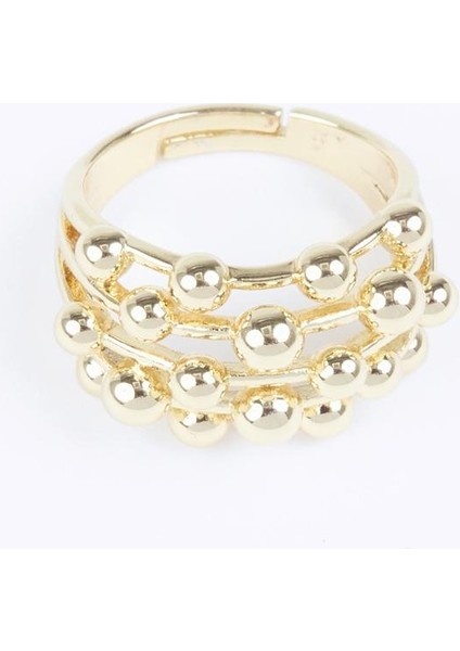 Altın Rengi Metal Top Detaylı Parlak Yüzük modelleri